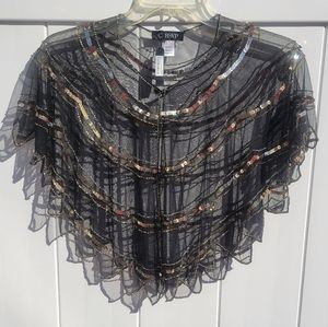 RSVP Black Cape with Gold Sequin and Beading-One Size